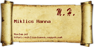 Miklics Hanna névjegykártya